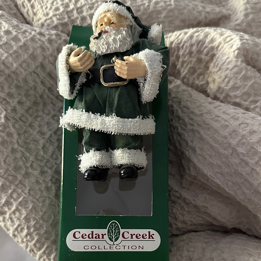 Vintage 1990’s Cedar Creek green suited Santa